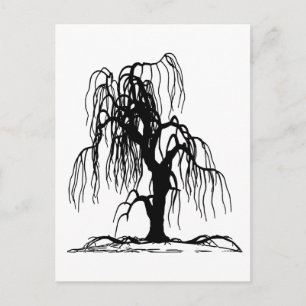 4920 SCARY WEEPING WILLOW TREE BLACK SILHOUETTE GR BRIEFKAART