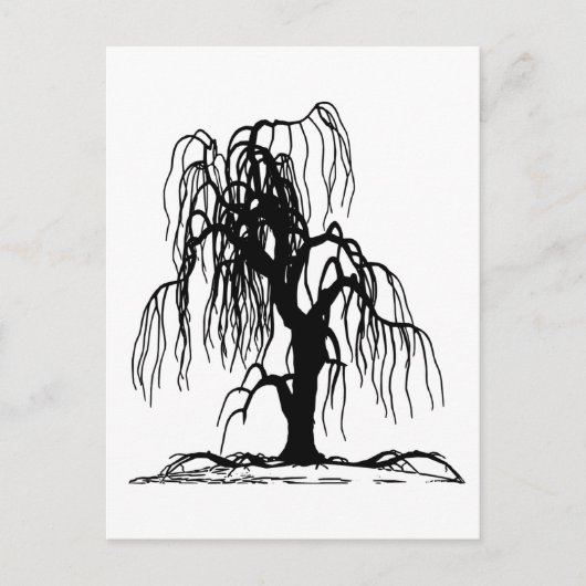 4920 SCARY WEEPING WILLOW TREE BLACK SILHOUETTE GR BRIEFKAART (Voorkant)