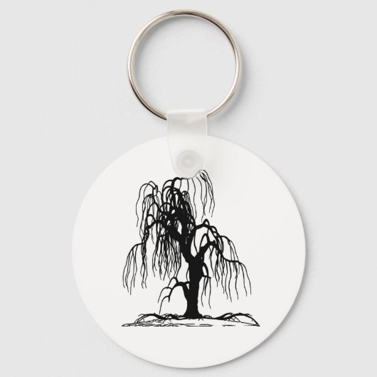 4920 SCARY WEEPING WILLOW TREE BLACK SILHOUETTE GR SLEUTELHANGER (Voorkant)