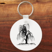 4920 SCARY WEEPING WILLOW TREE BLACK SILHOUETTE GR SLEUTELHANGER (Voorkant)