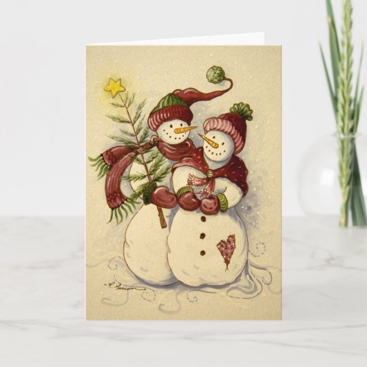 4924 Snowmen Kerstmis Feestdagen Kaart (Voorkant)