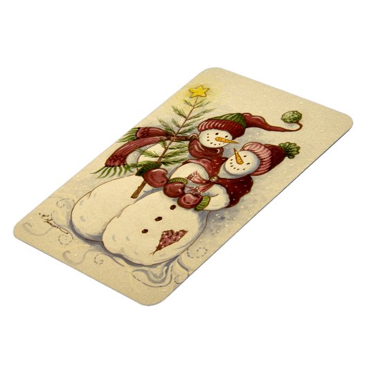 4924 Snowmen Kerstmis Magneet (Linkerzijde)