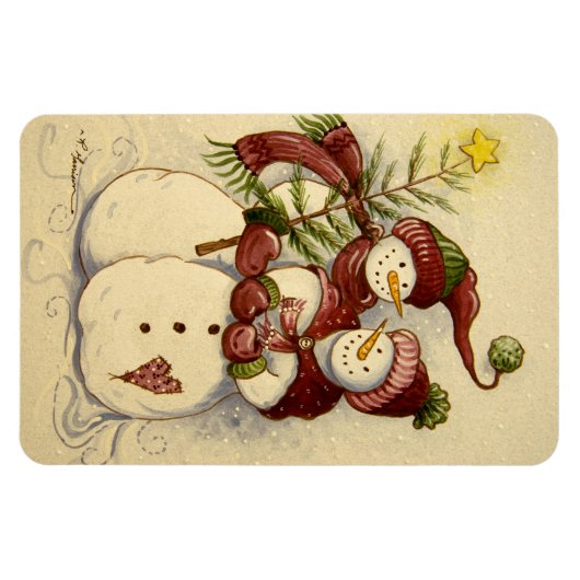 4924 Snowmen Kerstmis Magneet (Horizontaal)