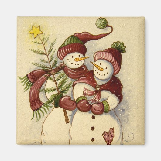 4924 Snowmen Kerstmis Magneet (Voorkant)