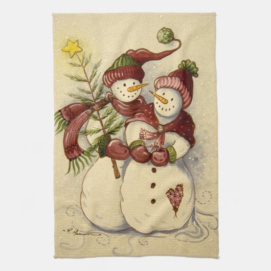 4924 Snowmen Kerstmis Theedoek (Verticaal)