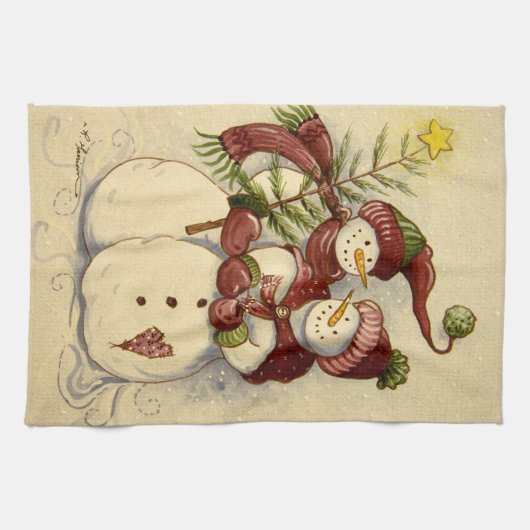4924 Snowmen Kerstmis Theedoek (Horizontaal)
