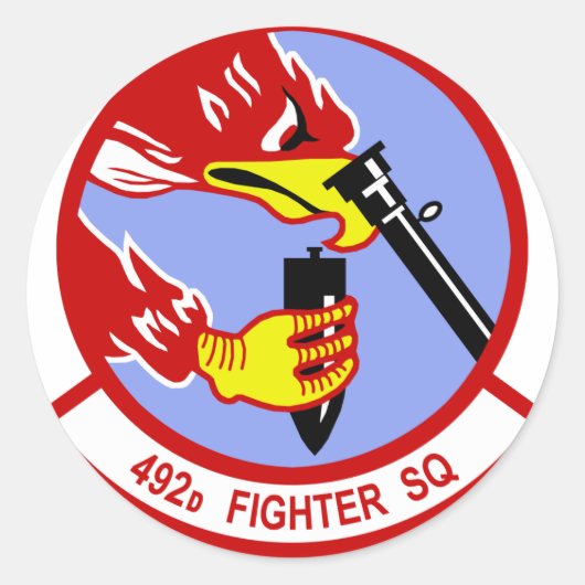 492D Fighter Squadron Ronde Sticker (Voorkant)