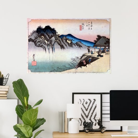 49. 坂 宿, 広 Sakashita-juku, Hiroshige, Ukiyo-e Poster (Thuiskantoor)