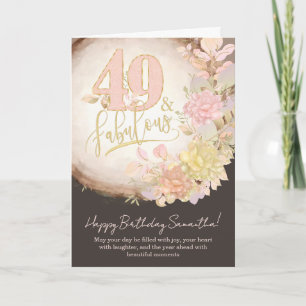 49 & Fabulous Bloemrijke Foto Verjaardagskaart Kaart