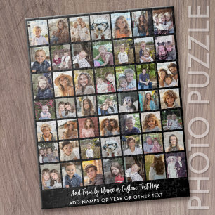 49 Foto Collage Raster met Tekst - zwart Legpuzzel