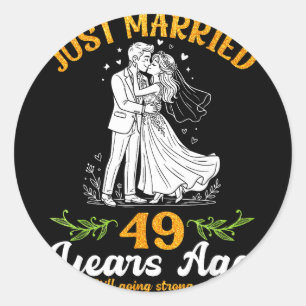 49 jaar geleden getrouwd nog steeds sterk jubileum ronde sticker