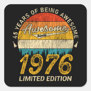 49 jaar oud 1976 Retro Geweldige 49ste verjaardag  Vierkante Sticker