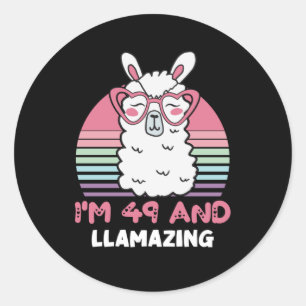 49 jaar oude dag Llamazing Llama 49e verjaardag Ronde Sticker
