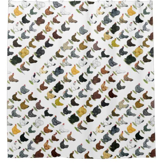 49 kippen douchegordijn (Voorkant)