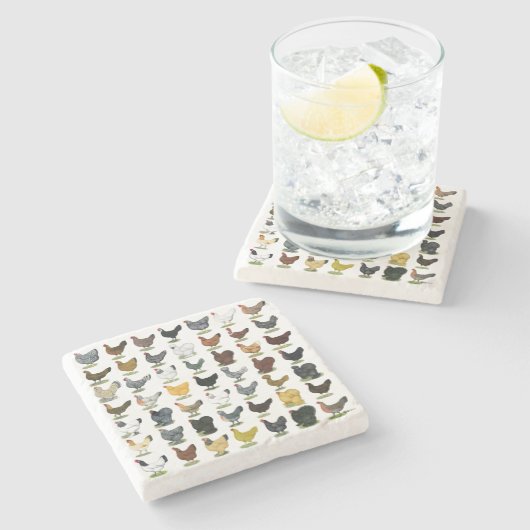 49 kippen stenen onderzetter (Zijkant)