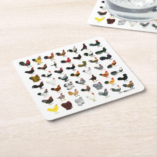 49 Roosters Kartonnen Onderzetters (Schuin)
