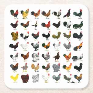 49 Roosters Kartonnen Onderzetters