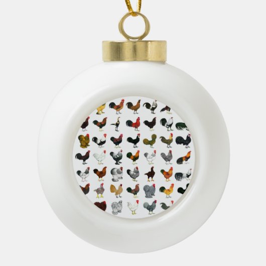 49 Roosters Keramische Bal Ornament (Voorkant)