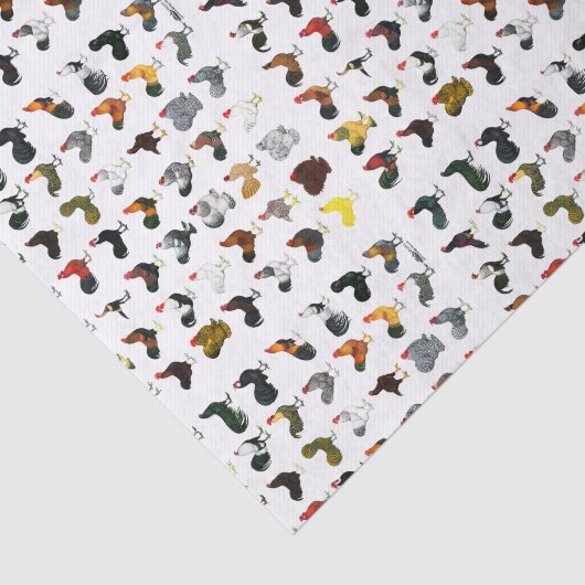 49 Roosters Tissuepapier (Detail)