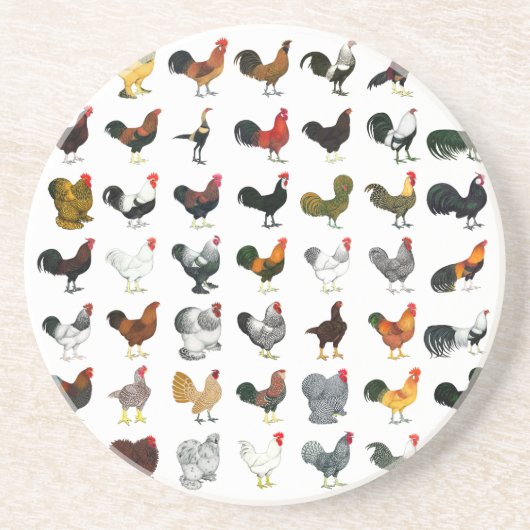 49 Roosters Zandsteen Onderzetter (Voorkant)