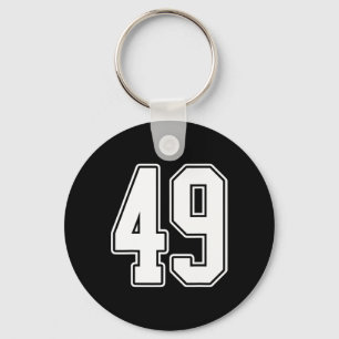 #49 Wit Omtrek Nummer 49 Sportfan Jersey Styl Sleutelhanger
