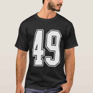 #49 Wit Omtrek Nummer 49 Sportfan Jersey Styl T-shirt