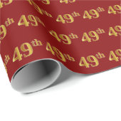 49e (49e) gebeurtenis Red, Faux Gold Cadeaupapier (Rol Hoek)