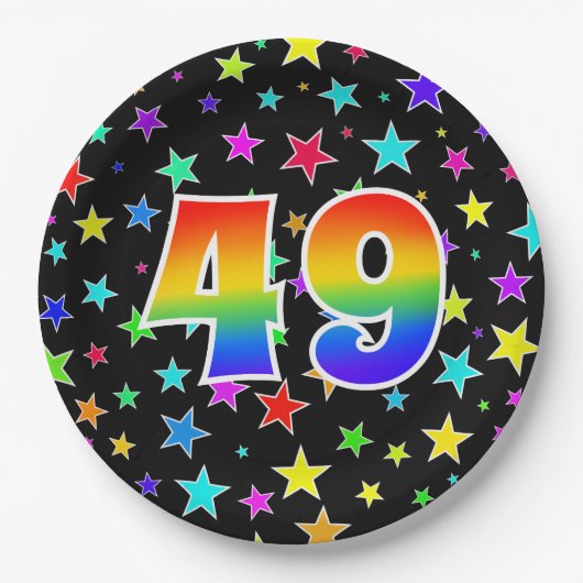49e evenement: Vet, Fun, kleurrijke regenboog 49 Papieren Bordje (Voorkant)