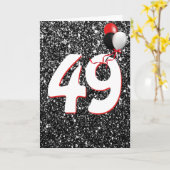 49e geboortedag ballonnen op zwarte Glitter Kaart (Gele Bloem)