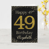 49e geboortedag Golden Glitter Card Kaart (Gele Bloem)
