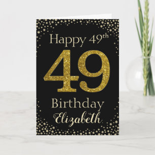 49e geboortedag Golden Glitter Card Kaart