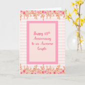 49e Jubileum Kaart in roze met Floral Borders (Gele Bloem)