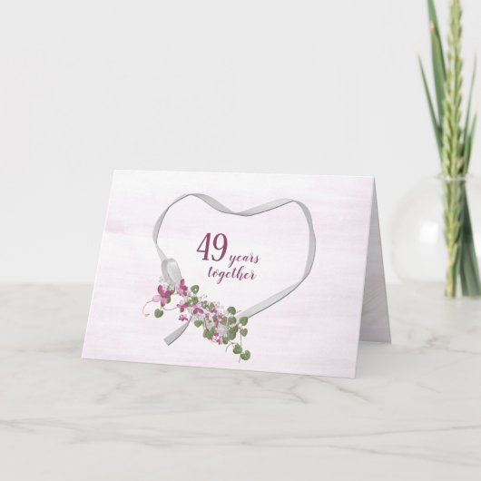 49e Jubileum Ribbon Heart Kaart (Voorkant)