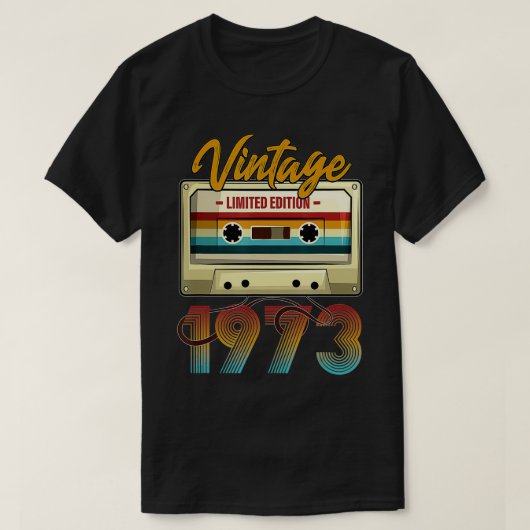  49e verjaardag 1973 cassette voor mannen w t-shirt (Design voorkant)