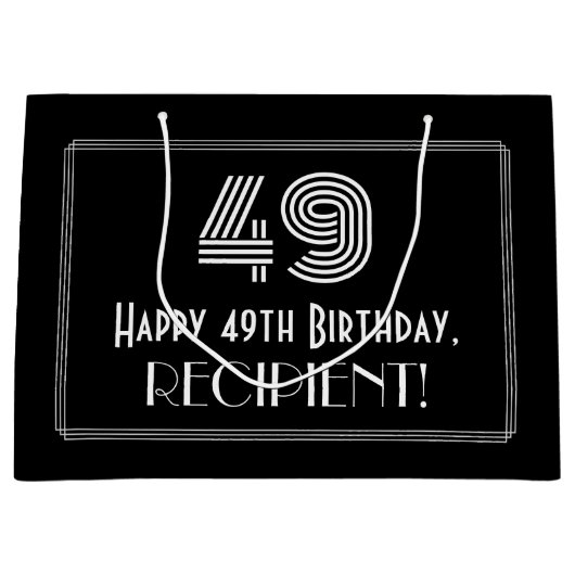 49e verjaardag — Art Deco geïnspireerd look "49" & Groot Cadeauzakje (Voorkant)