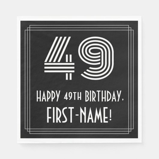 49e verjaardag: Art Deco geïnspireerd look "49" +  Servet (Voorkant)