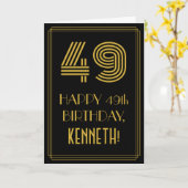 49e verjaardag: Art Deco Geïnspireerde look "49" e Kaart (Gele Bloem)