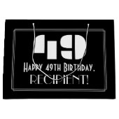 49e verjaardag ~ Art Deco geïnspireerde look "49" Groot Cadeauzakje (Voorkant)