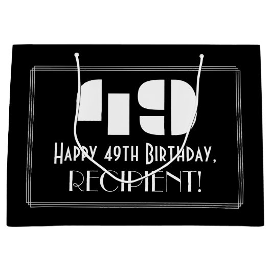 49e verjaardag ~ Art Deco geïnspireerde look "49"  Groot Cadeauzakje (Voorkant)
