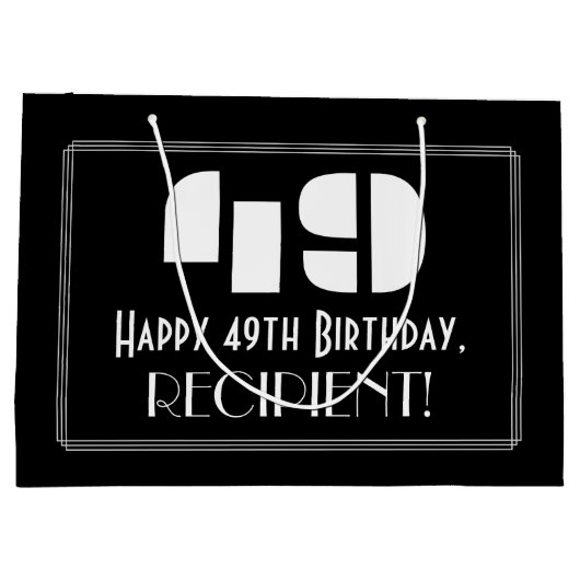 49e verjaardag ~ Art Deco geïnspireerde look "49" Groot Cadeauzakje (Achterkant)