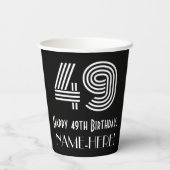 49e verjaardag — Art Deco Geïnspireerde look "49"  Papieren Bekers (Achterkant)