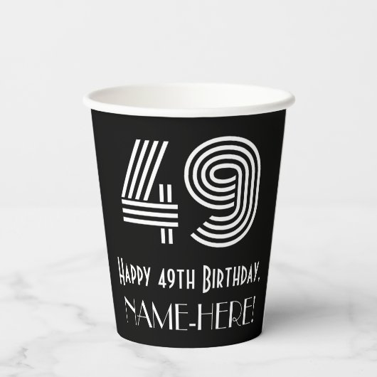 49e verjaardag — Art Deco Geïnspireerde look "49"  Papieren Bekers (Achterkant)