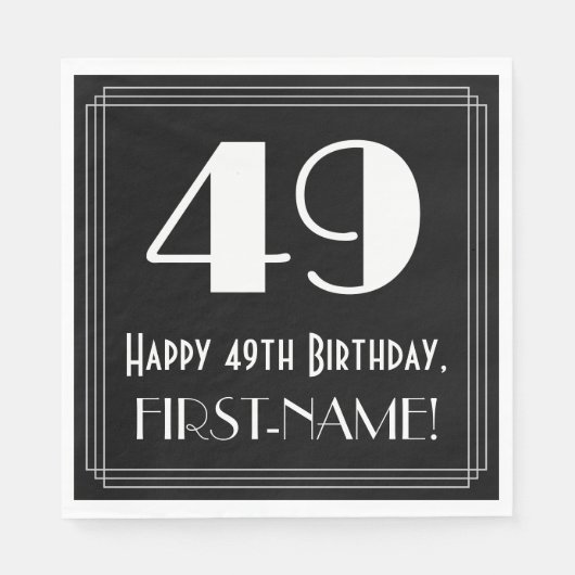 49e verjaardag ~ Art Deco geïnspireerde look "49", Servet (Voorkant)