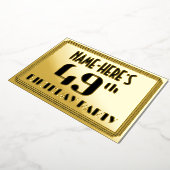 49e verjaardag: Art Deco Kijk "49" en naam Folie Uitnodiging (Gedraaid)