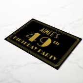 49e verjaardag: Art Deco Kijk "49", met naam Folie Uitnodiging (Gedraaid)