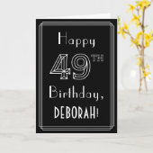 49e verjaardag: Art Deco Style # 49 en aangepaste  Kaart (Gele Bloem)