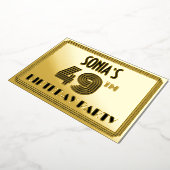 49e verjaardag — Art Deco Style "49" en naam Folie Uitnodiging (Gedraaid)