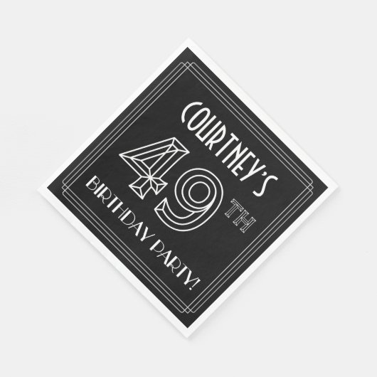 49e verjaardag: Art Deco Style + aangepaste naam Servet (Hoek)