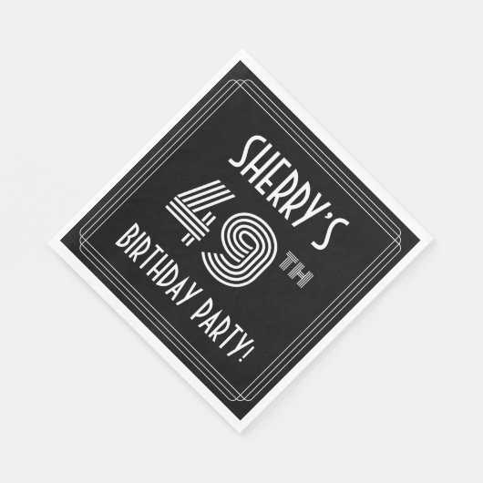 49e verjaardag: Art Deco Style + aangepaste naam Servet (Hoek)