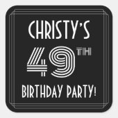 49e verjaardag: Art Deco Style en aangepaste naam Vierkante Sticker (Voorkant)